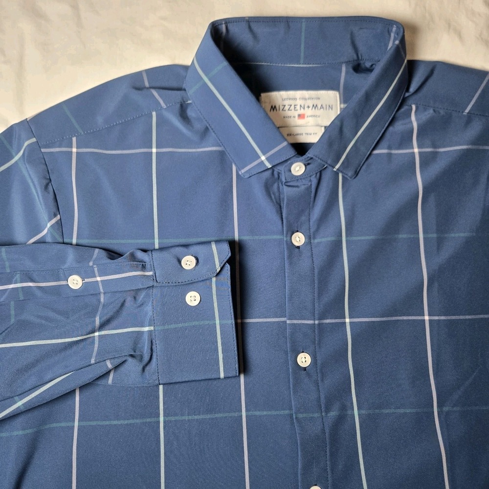 Mizzen+Main Leeward Shirt XXL Trim Fit Performance Stretch Button Down See Desc